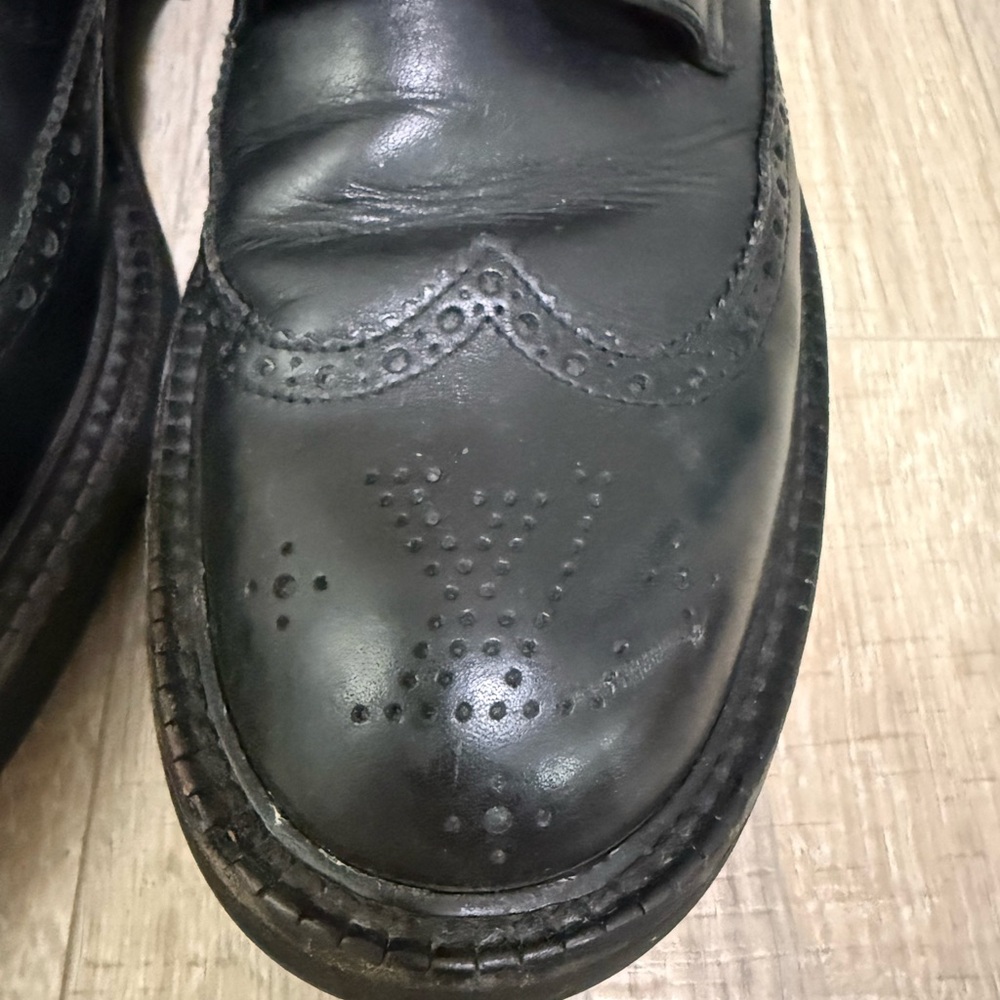Louis Vuitton Black Leather Brogue Combat Boots Monogram Sole 8.5 - Picture 3 of 11